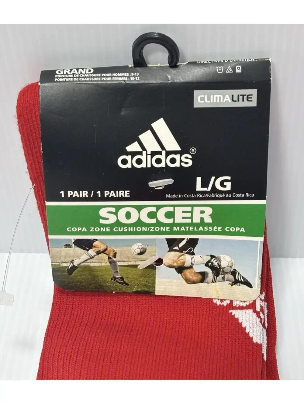 adidas Soccer Socks Over The Calf Cushioned Performance Red White Men’s Size L/G